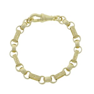 9ct Yellow Gold Gypsy Link Bracelet 8″ 7mm