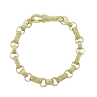 9ct Yellow Gold Gypsy Link Bracelet 7.5″ 7mm