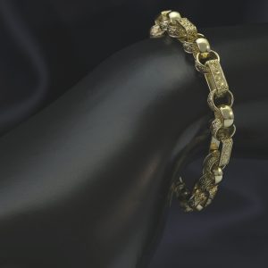9ct Yellow Gold Gypsy Link Bracelet 7.5″ 7mm