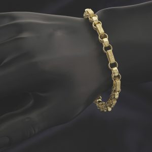 9ct Yellow Gold Gypsy Link Bracelet 8″ 7mm