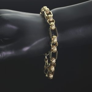 9ct Yellow Gold Gypsy Link Bracelet 9″ 8.5mm