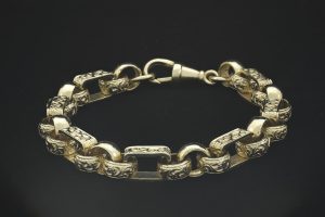 9ct Yellow Gold Gypsy Link Bracelet 9″ 8.5mm