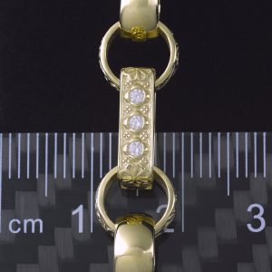 9ct Yellow Gold Gemstone Gypsy Link Bracelet 9″ 8.5mm