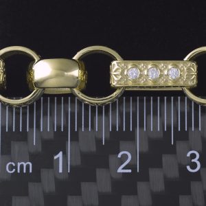 9ct Yellow Gold Gemstone Gypsy Link Bracelet 9″ 8.5mm