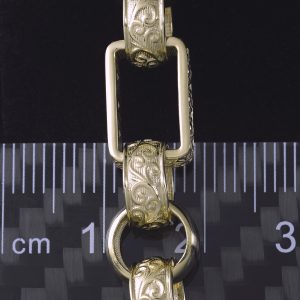 9ct Yellow Gold Gemstone Gypsy Link Bracelet 9″ 8.5mm