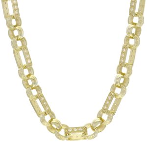 9ct Yellow Gold Gemstone Gypsy Link Chain 24&#8243; 8.5mm