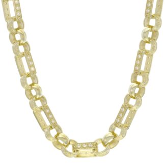 9ct Yellow Gold Gemstone Gypsy Link Chain 24" 8.5mm