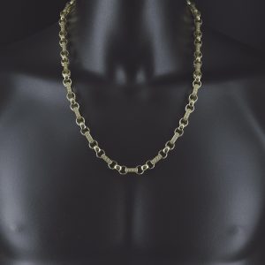 9ct Yellow Gold Gemstone Gypsy Link Chain 24&#8243; 8.5mm