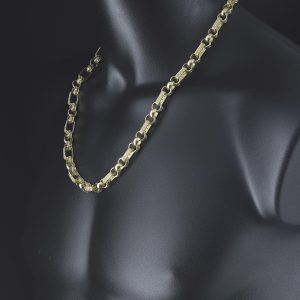 9ct Yellow Gold Gemstone Gypsy Link Chain 24&#8243; 8.5mm