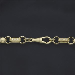 9ct Yellow Gold Gemstone Gypsy Link Chain 24&#8243; 8.5mm