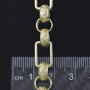 9ct Yellow Gold Gemstone Gypsy Link Chain 24&#8243; 8.5mm