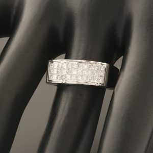 18ct White Gold 0.80ct Three Row half eternity Diamond Ring