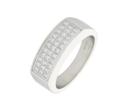 18ct White Gold 0.80ct Three Row half eternity Diamond Ring