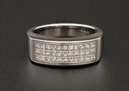 18ct White Gold 0.80ct Three Row half eternity Diamond Ring