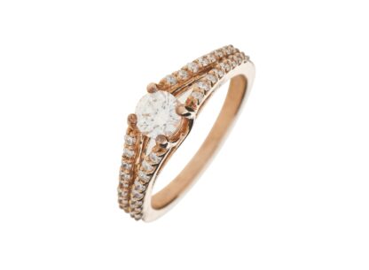 9ct Rose Gold 0.50ct Diamond Ring & Diamond Shoulders