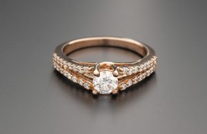 9ct Rose Gold 0.98ct Diamond Ring &#038; Diamond Shoulders