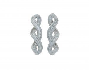 18ct White Gold 1.00ct Diamond Spiral Drop Earrings