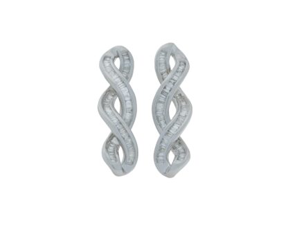 18ct White Gold 1.00ct Diamond Spiral Drop Earrings