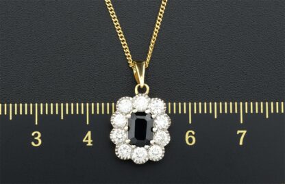 18ct Sapphire And Diamond Cluster Pendant & 9ct Chain