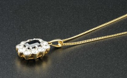 18ct Sapphire And Diamond Cluster Pendant & 9ct Chain