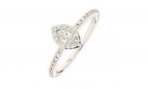 18ct White gold 0.40ct marquise diamond &#038; diamond shoulders