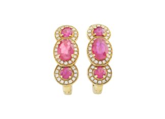 18ct Yellow Gold Ruby & Diamond Drop Earrings
