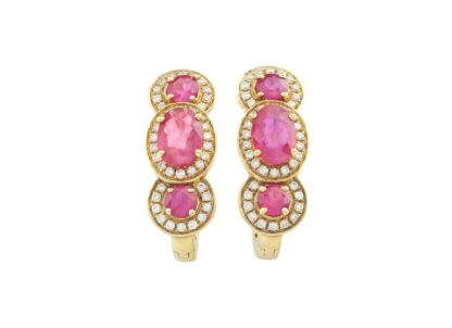 18ct Yellow Gold Ruby & Diamond Drop Earrings