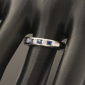 18ct White Gold Diamond & Sapphire Eternity Ring