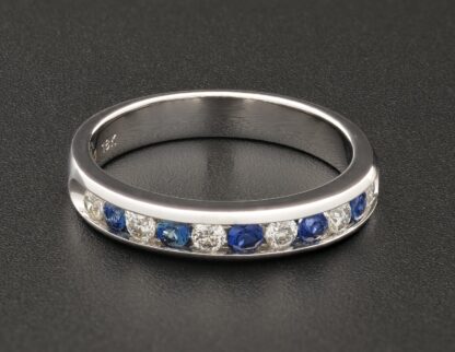 18ct White Gold Diamond & Sapphire Eternity Ring