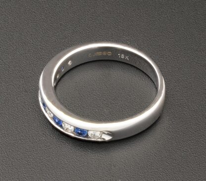 18ct White Gold Diamond & Sapphire Eternity Ring