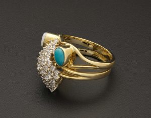 18ct Yellow Gold Diamond &#038; Opal &#038; Turquoise Dress Ring