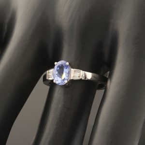18ct White Gold Oval Tanzanite And Diamond Ring