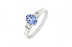 18ct White Gold Oval Tanzanite And Diamond Ring