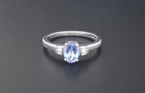 18ct White Gold Oval Tanzanite And Diamond Ring