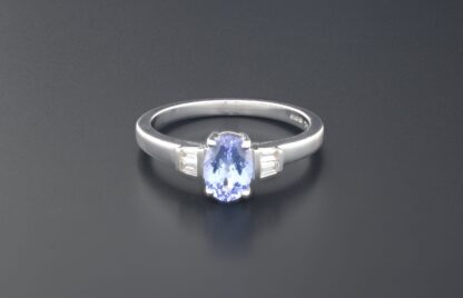 18ct white gold oval Tanzanite And Diamond Ring