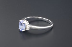 18ct White Gold Oval Tanzanite And Diamond Ring