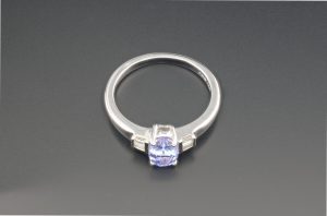 18ct White Gold Oval Tanzanite And Diamond Ring