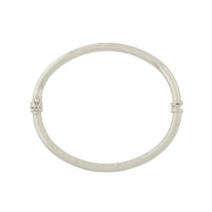 18ct White Gold Patterned Hinge Bangle