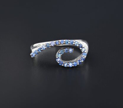 18ct White Gold Sapphire & Diamond Curl Dress Ring