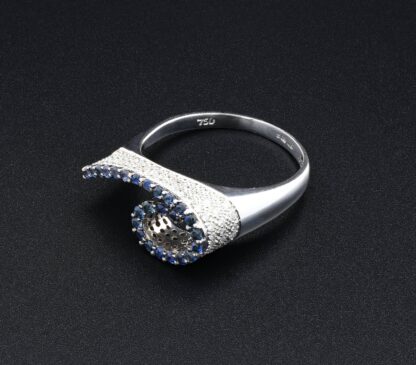 18ct White Gold Sapphire & Diamond Curl Dress Ring