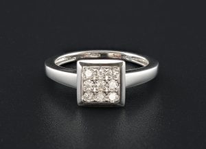 18ct White Gold 0.25ct Diamond Square Cluster Ring