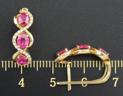 18ct Yellow gold ruby & diamond drop earrings