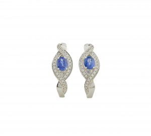 18ct White gold sapphire &#038; diamond drop earrings