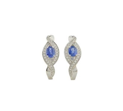 18ct White gold sapphire & diamond drop earrings