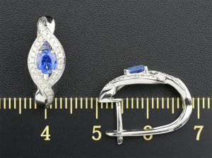 18ct White gold sapphire &#038; diamond drop earrings