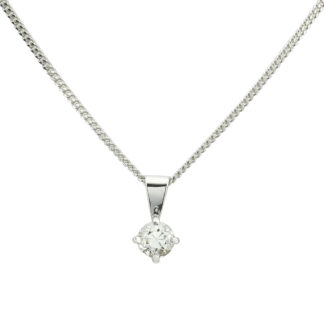 18ct Single Stone Diamond Pendant & 9ct Chain