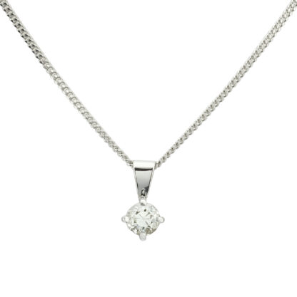 18ct Single Stone Diamond Pendant & 9ct Chain