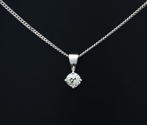 18ct Single Stone Diamond Pendant &#038; 9ct Chain