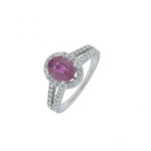 Platinum 1.70ct Pink Sapphire And Diamond Ring