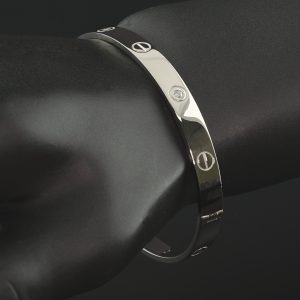 18ct White Gold 0.24ct Diamond Screw Hinge Bangle